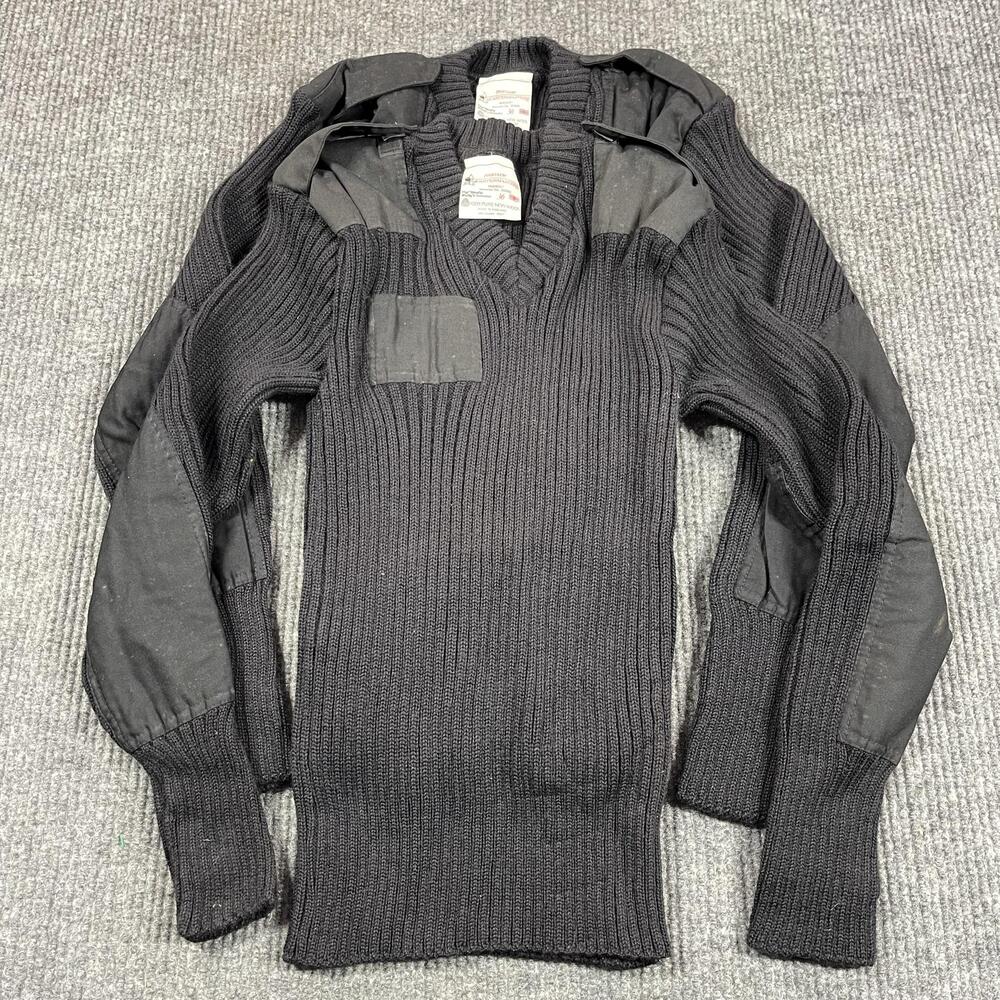 VTG Brigade Quartermasters Sweater Mens 36 Black Woolly Pully Military LOT of 2